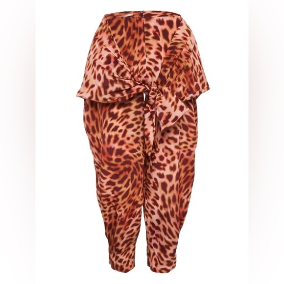 NWT Stella McCartney Tie Waist Wrap Silk Trouser Pants Martini Pink Cheetah 40 - Picture 6 of 16